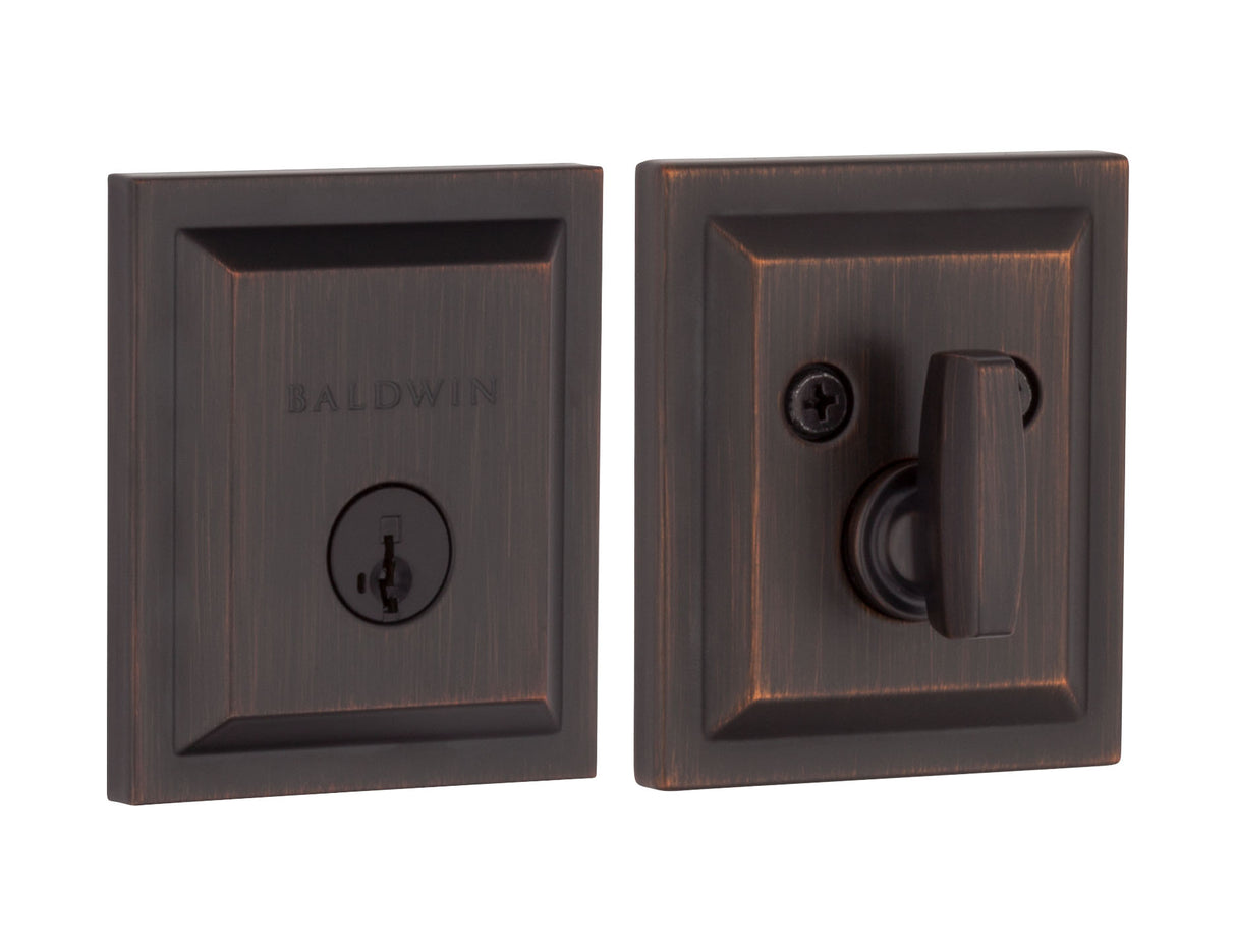 Baldwin Prestige 380SLB11PS Torrey Pines Square Single Cylinder Deadbolt Venetian Bronze Finish