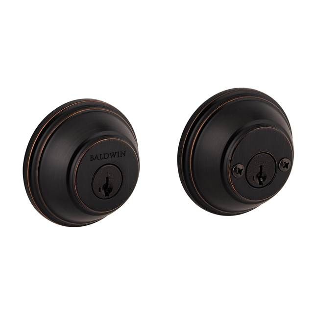 Baldwin Prestige 385RDB11PS Round Double Cylinder Deadbolt with RCAL Latch; RCS Strike; and Smart Key Venetian Bronze Finish