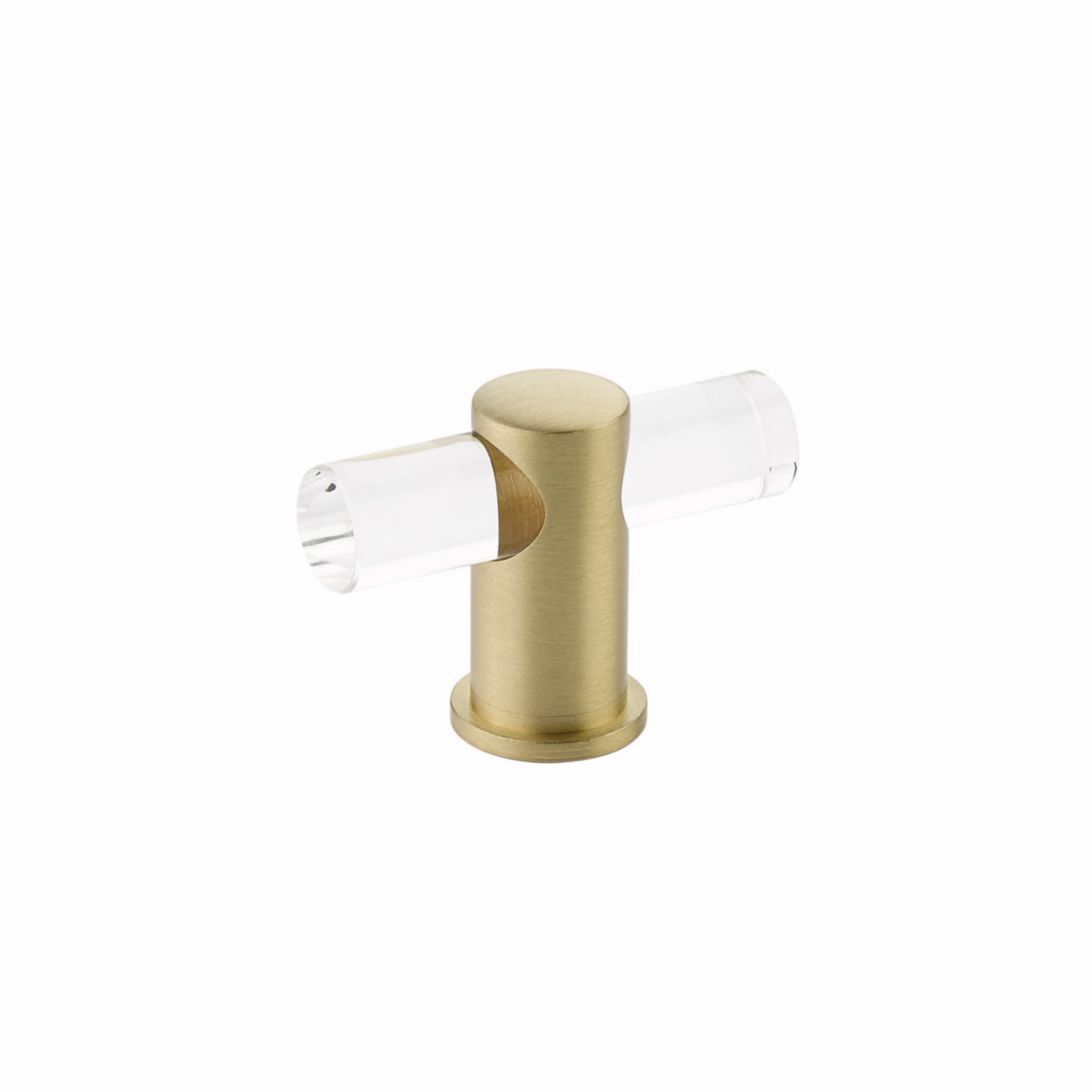 Schaub 401-SB Lumiere Cabinet T Knob with Acrylic Satin Brass Finish