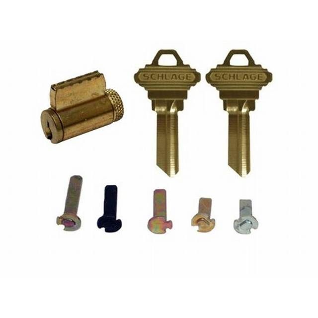 Schlage Commercial 40100EF606 Cylinder with Multiple Tailpieces EF Keyway 0-Bitted Satin Brass Finish Main image