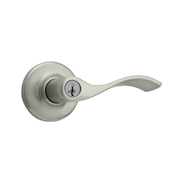 Kwikset 405BL-15S Balboa Lever Entry Door Lock SmartKey with 6AL Latch and RCS Strike Satin Nickel Finish