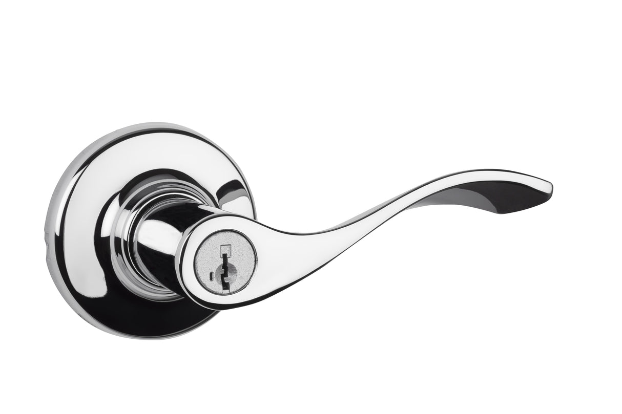 Kwikset 405BL-26S Balboa Lever Entry Door Lock SmartKey with 6AL Latch and RCS Strike K4 Bright Chrome Finish
