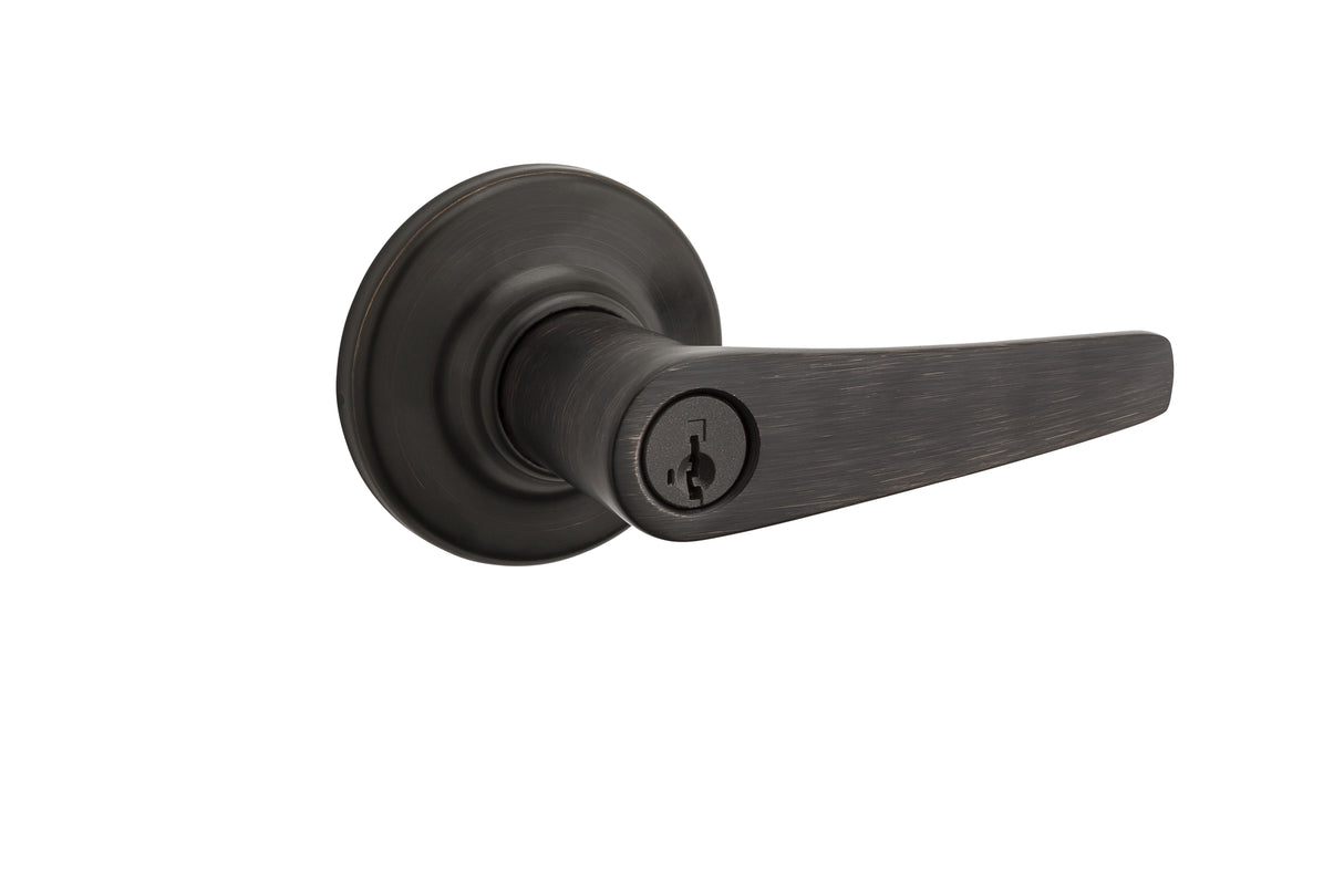 Kwikset 405DL-11PS Delta Lever Entry Door Lock SmartKey with 6AL Latch and RCS Strike Venetian Bronze Finish