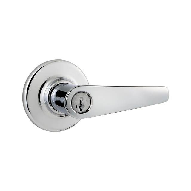 Kwikset 405DL-26S Delta Lever Entry Door Lock SmartKey with 6AL Latch and RCS Strike Bright Chrome Finish