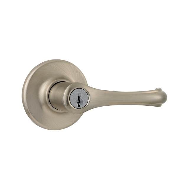 Kwikset 405DNL-15 Dorian Lever Entry Door Lock with 6AL Latch and RCS Strike Satin Nickel Finish
