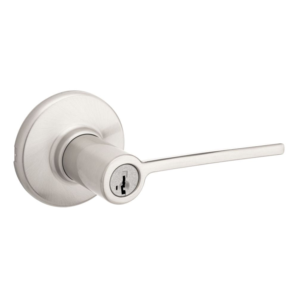Kwikset 405LRLRDT-15 Ladera Lever with Round Rose Entry Door Lock with 6AL Latch and RCS Strike Satin Nickel Finish