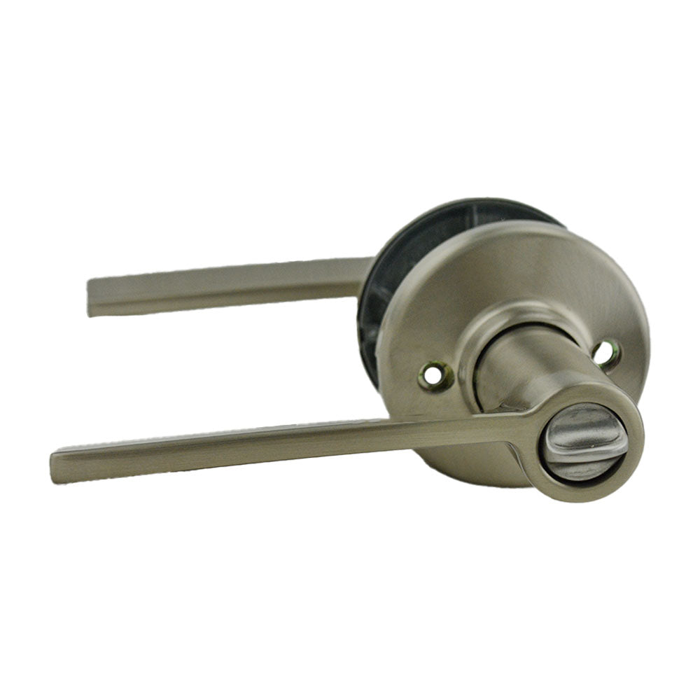 Kwikset 405LRLRDT-15S Ladera Lever with Round Rose Entry Door Lock SmartKey with 6AL Latch and RCS Strike Satin Nickel Finish