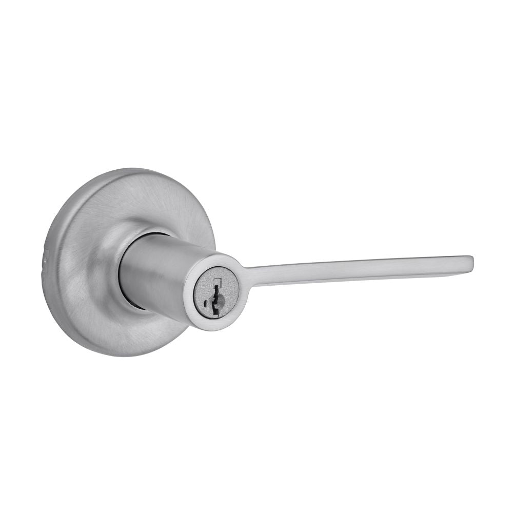 Kwikset 405LRLRDT-26DS Ladera Lever with Round Rose Entry Door Lock SmartKey with 6AL Latch and RCS Strike Satin Chrome Finish