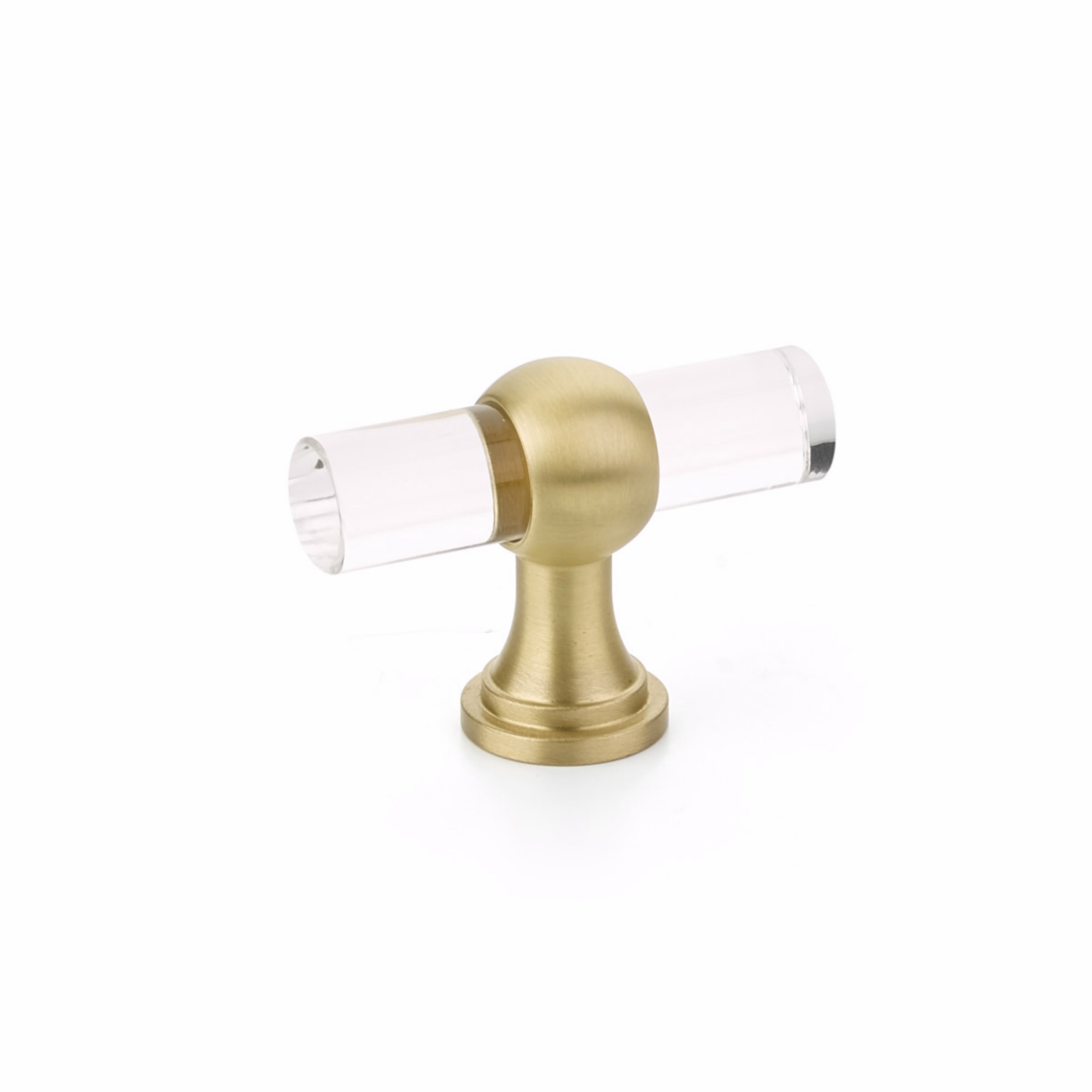 Schaub 411-SB Lumiere Transitional Cabinet T Knob Acrylic Satin Brass Finish