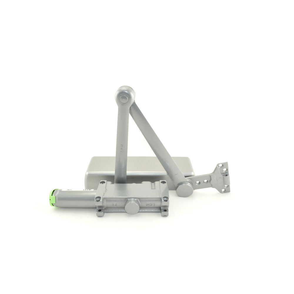 LCN 4111SCUSHALLH Left Hand Heavy Duty Parallel Arm Spring Cush Push Side Mount Adjustable 1-5 Door Closer with TBSRT Thru Bolts 689 Aluminum Finish Main image