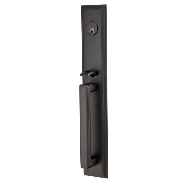 Emtek 4212PUS19 Providence Knob 2-3/8" and 2-3/4" Backset Single Cylinder Melrose Tubular Handleset Flat Black Finish Main image
