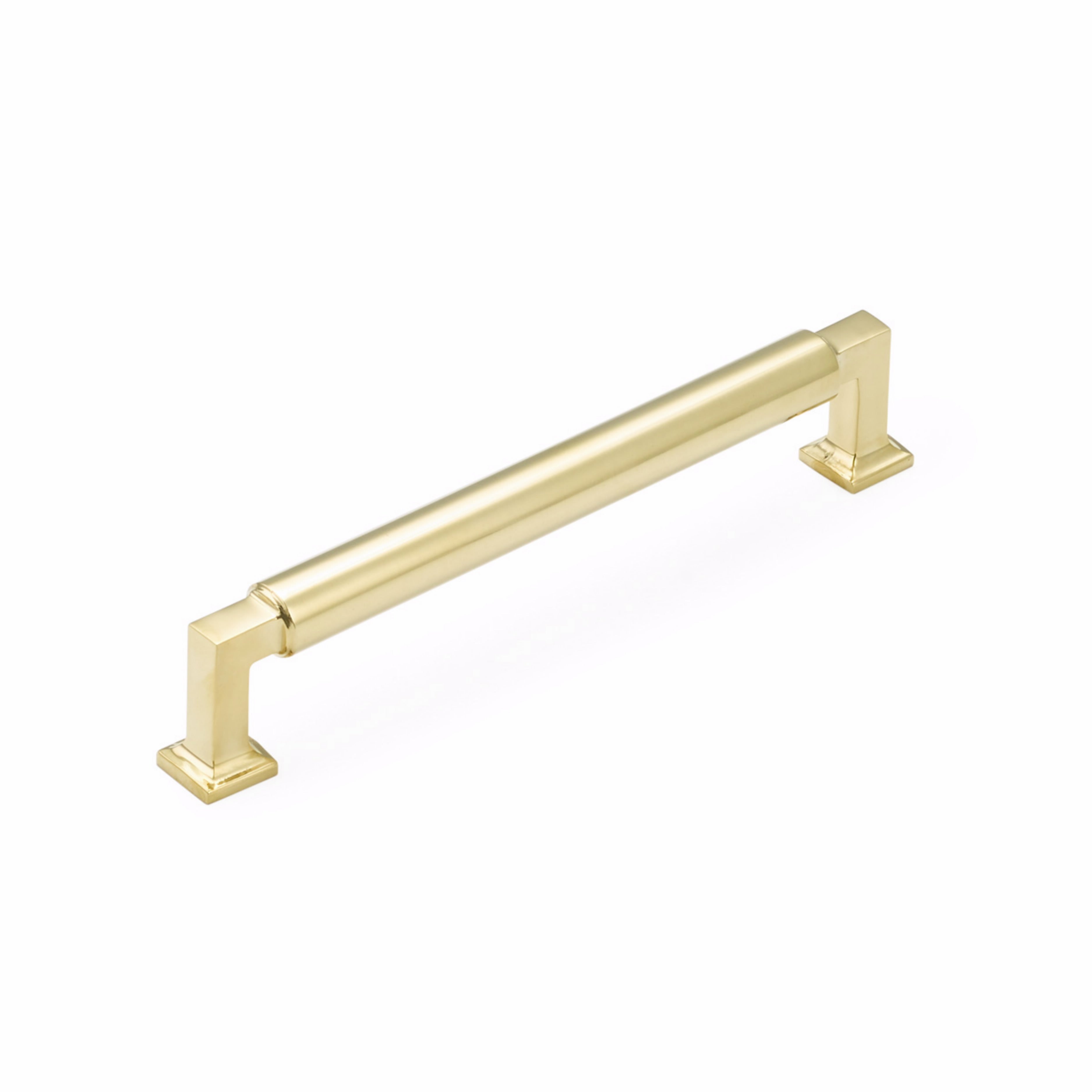 Schaub 476-UNBR 6" Center to Center Haniburton Cabinet Pull Unlacquered Brass Finish