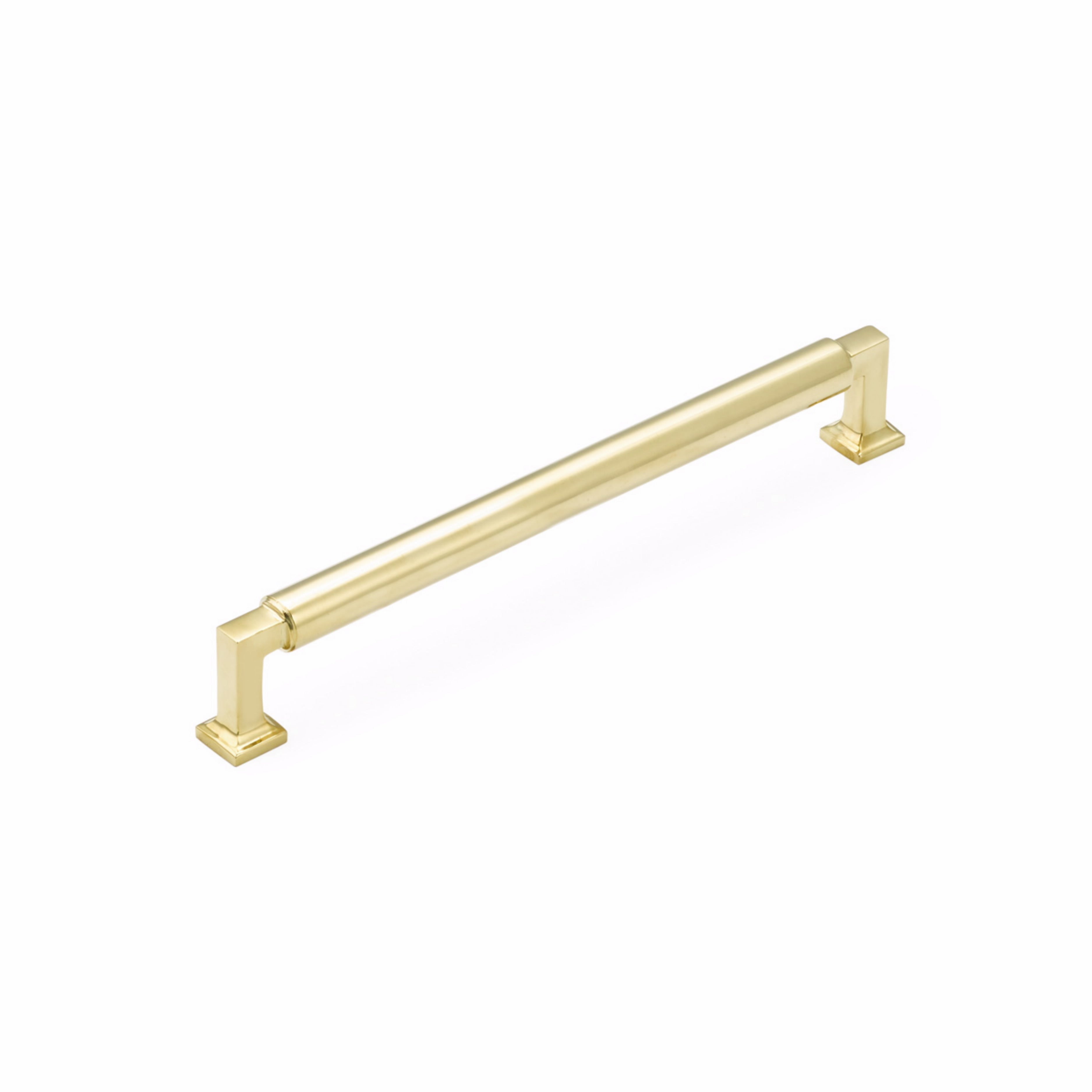 Schaub 478-UNBR 8" Center to Center Haniburton Cabinet Pull Unlacquered Brass Finish