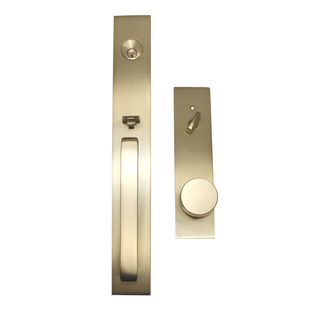 Emtek 4819ROUUS4 Round Knob 2-3/8" and 2-3/4" Backset Single Cylinder Lausanne Tubular Handleset Satin Brass Finish Main image