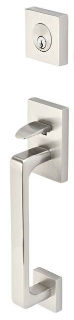 Emtek 4820ROUUS15 Round Knob 2-3/8" and 2-3/4" Backset Single Cylinder Baden Tubular Handleset Satin Nickel Finish Main image