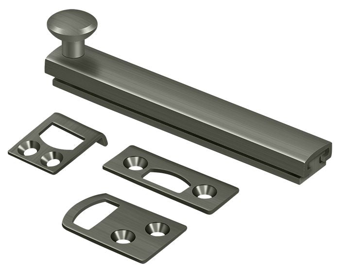 Deltana 4SBCS15A 4" Surface Bolt; Concealed Screw; Heavy Duty; Antique Nickel Finish Main image