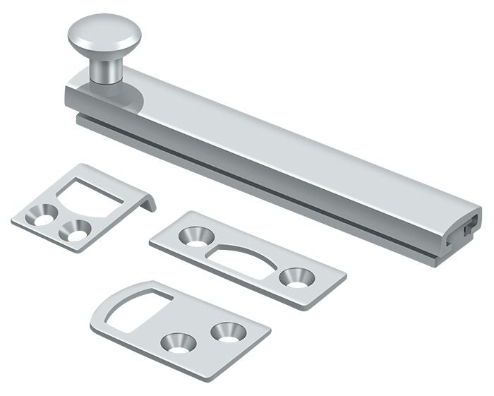 Deltana 4SBCS26 4" Surface Bolt; Concealed Screw; Heavy Duty; Bright Chrome Finish Main image