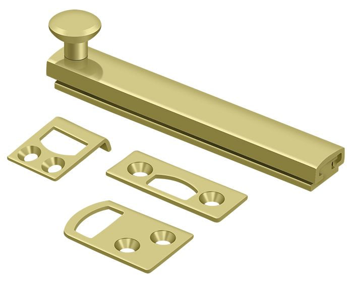 Deltana 4SBCS3 4" Surface Bolt; Concealed Screw; Heavy Duty; Bright Brass Finish Main image