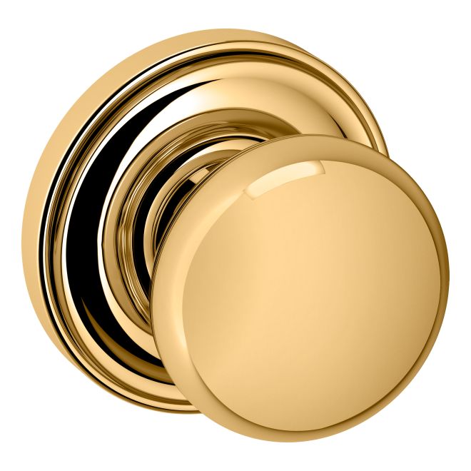 Baldwin 5000031IDM Preconfigured 5000 2" Baltimore Knob with 5048 Rose Half Dummy Lock Unlacquered Brass Finish