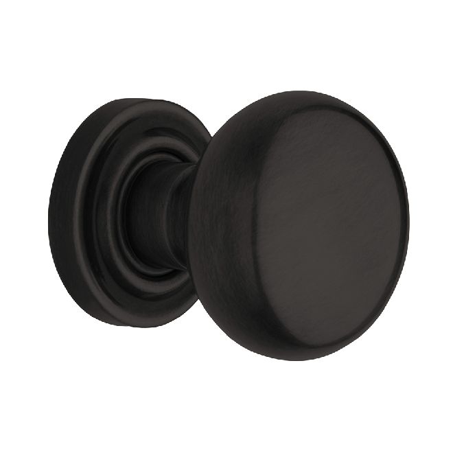 Baldwin 5000190PASS Preconfigured 5000 2" Baltimore Knob with 5048 Rose Passage Lock with 2-3/8" Backset and Full Lip Strike Satin Black Finish - Baldwin Quickship Item *
