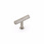 Schaub 5001-BN 2" Center to Center Pub House Knurled T Cabinet Knob Brushed Nickel Finish