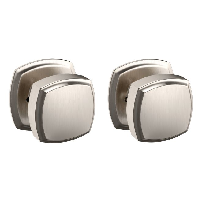 Baldwin 5011056PRIV Preconfigured 5011 Knob with 5158 Rose Privacy Lock with 2-3/8" Backset and Full Lip Strike Lifetime Satin Nickel Finish - Baldwin Quickship Item *