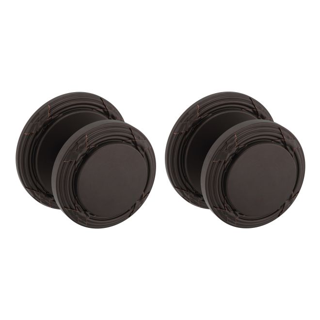 Baldwin 5013112PASS Preconfigured 5013 Knob with 5021 Rose Passage Lock with 2-3/8" Backset and Full Lip Strike Venetian Bronze Finish - Baldwin Quickship Item *
