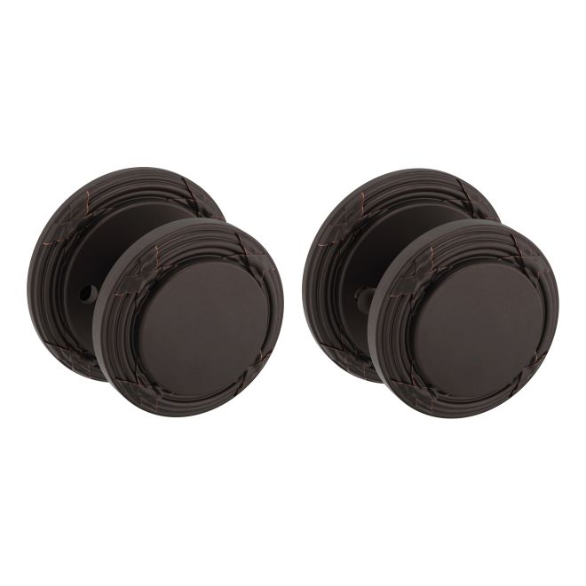 Baldwin 5013112PRIV Preconfigured 5013 Knob with 5145 Rose Privacy Lock with 2-3/8" Backset and Full Lip Strike Venetian Bronze Finish - Baldwin Quickship Item *