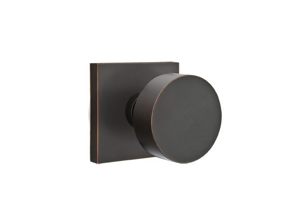 Emtek 5050ROUUS10B Round Knob Dummy Pair with Square Rose for 1-1/4" to 2" Door Oil Rubbed Bronze Finish Main image