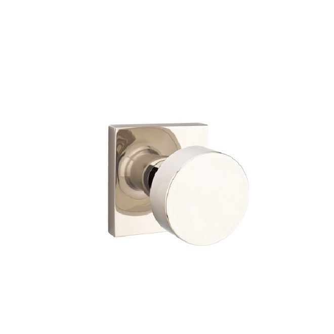 Emtek 5050ROUUS14 Round Knob Dummy Pair with Square Rose for 1-1/4" to 2" Door Polished Nickel Lifetime Finish Main image