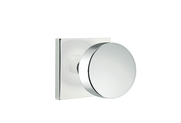 Emtek 5050ROUUS26 Round Knob Dummy Pair with Square Rose for 1-1/4" to 2" Door Polished Chrome Finish Main image