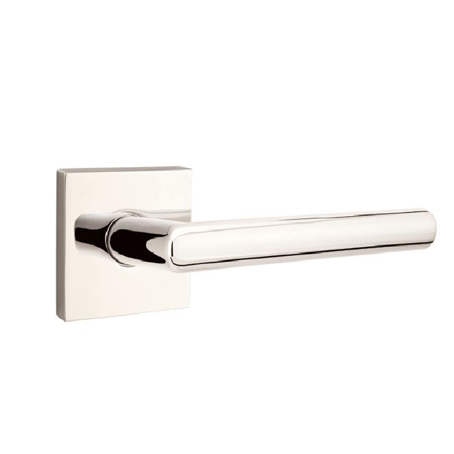 Emtek 5050STUUS14 Stuttgart Lever Dummy Pair with Square Rose for 1-1/4" to 2" Door Polished Nickel Lifetime Finish Main image