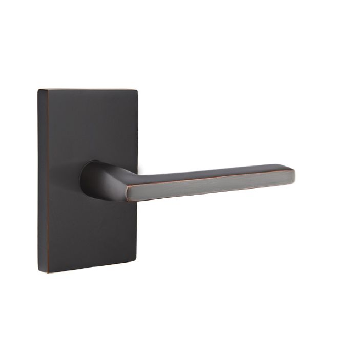 Emtek 5052HLOUS10B Helios Lever Dummy Pair with Modern Rectangular Rose for 1-1/4" to 2" Door Oil Rubbed Bronze Finish Main image