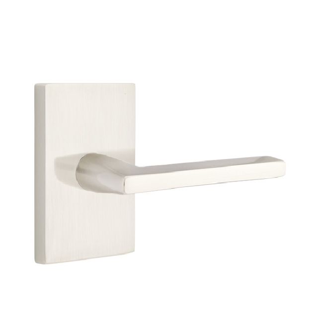 Emtek 5052HLOUS15 Helios Lever Dummy Pair with Modern Rectangular Rose for 1-1/4" to 2" Door Satin Nickel Finish Main image