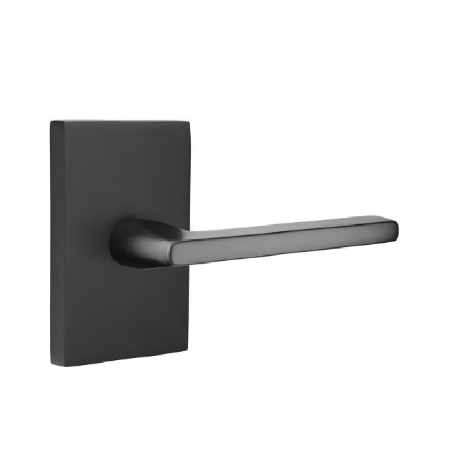 Emtek 5052HLOUS19 Helios Lever Dummy Pair with Modern Rectangular Rose for 1-1/4" to 2" Door Flat Black Finish Main image
