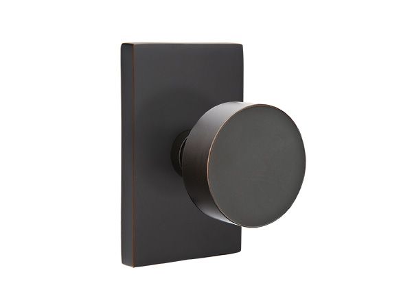 Emtek 5052ROUUS10B Round Knob Dummy Pair with Modern Rectangular Rose for 1-1/4" to 2" Door Oil Rubbed Bronze Finish Main image