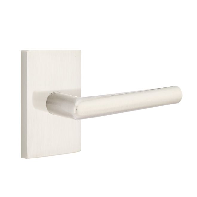 Emtek 5052STUUS15 Stuttgart Lever Dummy Pair with Modern Rectangular Rose for 1-1/4" to 2" Door Satin Nickel Finish Main image