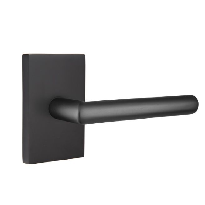 Emtek 5052STUUS19 Stuttgart Lever Dummy Pair with Modern Rectangular Rose for 1-1/4" to 2" Door Flat Black Finish Main image