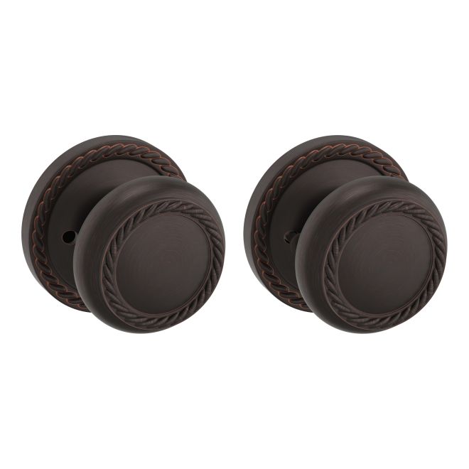 Baldwin 5064112PRIV Preconfigured 5064 Knob with 5149 Rose Privacy Lock with 2-3/8" Backset and Full Lip Strike Venetian Bronze Finish - Baldwin Quickship Item *