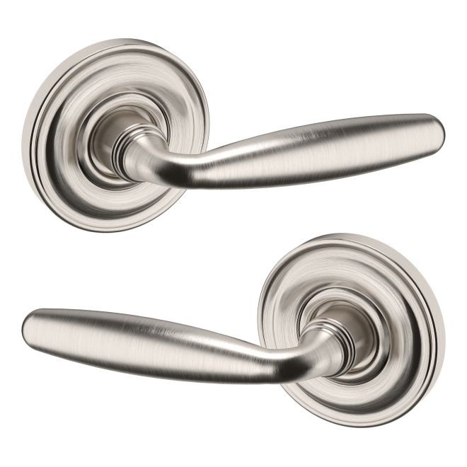 Baldwin 5106056PASS Preconfigured 5106 Lever with 5048 Rose Passage Lock with 2-3/8" Backset and Full Lip Strike Lifetime Satin Nickel Finish - Baldwin Quickship Item *