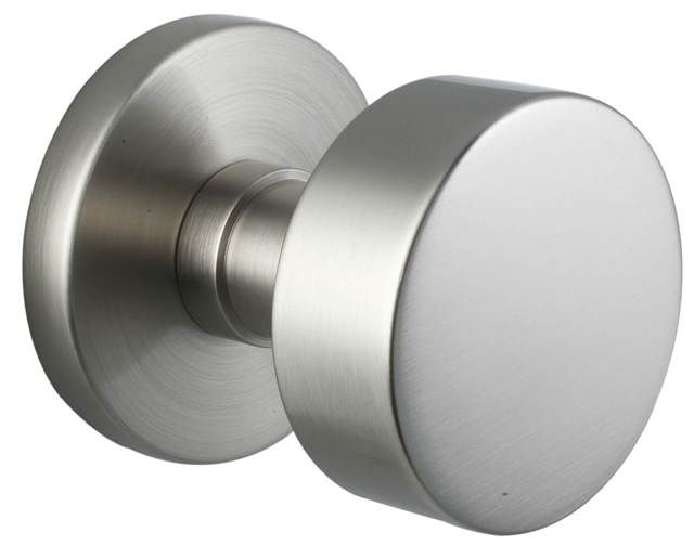 Emtek 5109ROUUS15 Round Knob 2-3/8" Backset Passage with Disk Rose for 1-1/4" to 2" Door Satin Nickel Finish Main image