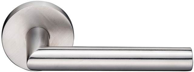 Emtek 5109STUUS15RH Stuttgart Lever Right Hand 2-3/8" Backset Passage with Disk Rose for 1-1/4" to 2" Door Satin Nickel Finish Main image