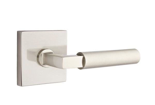 Emtek 5110HECUS15RH Hercules Lever Right Hand 2-3/8" Backset Passage with Square Rose for 1-1/4" to 2" Door Satin Nickel Finish Main image
