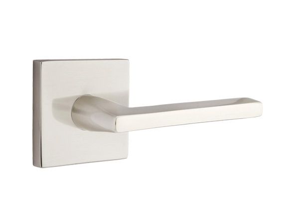 Emtek 5110HLOUS15RH Helios Lever Right Hand 2-3/8" Backset Passage with Square Rose for 1-1/4" to 2" Door Satin Nickel Finish Main image
