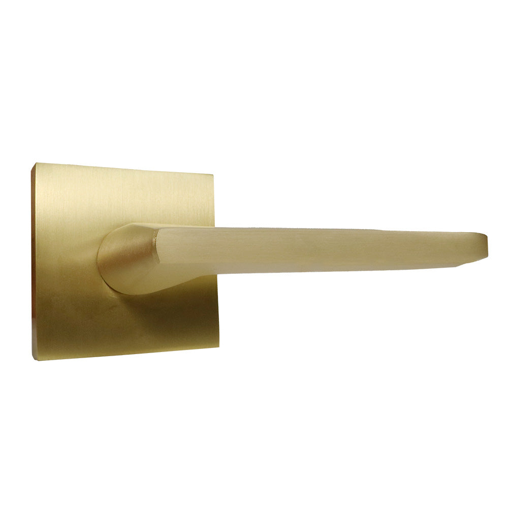 Emtek 5110HLOUS4RH Helios Lever Right Hand 2-3/8" Backset Passage with Square Rose for 1-1/4" to 2" Door Satin Brass Finish Main image