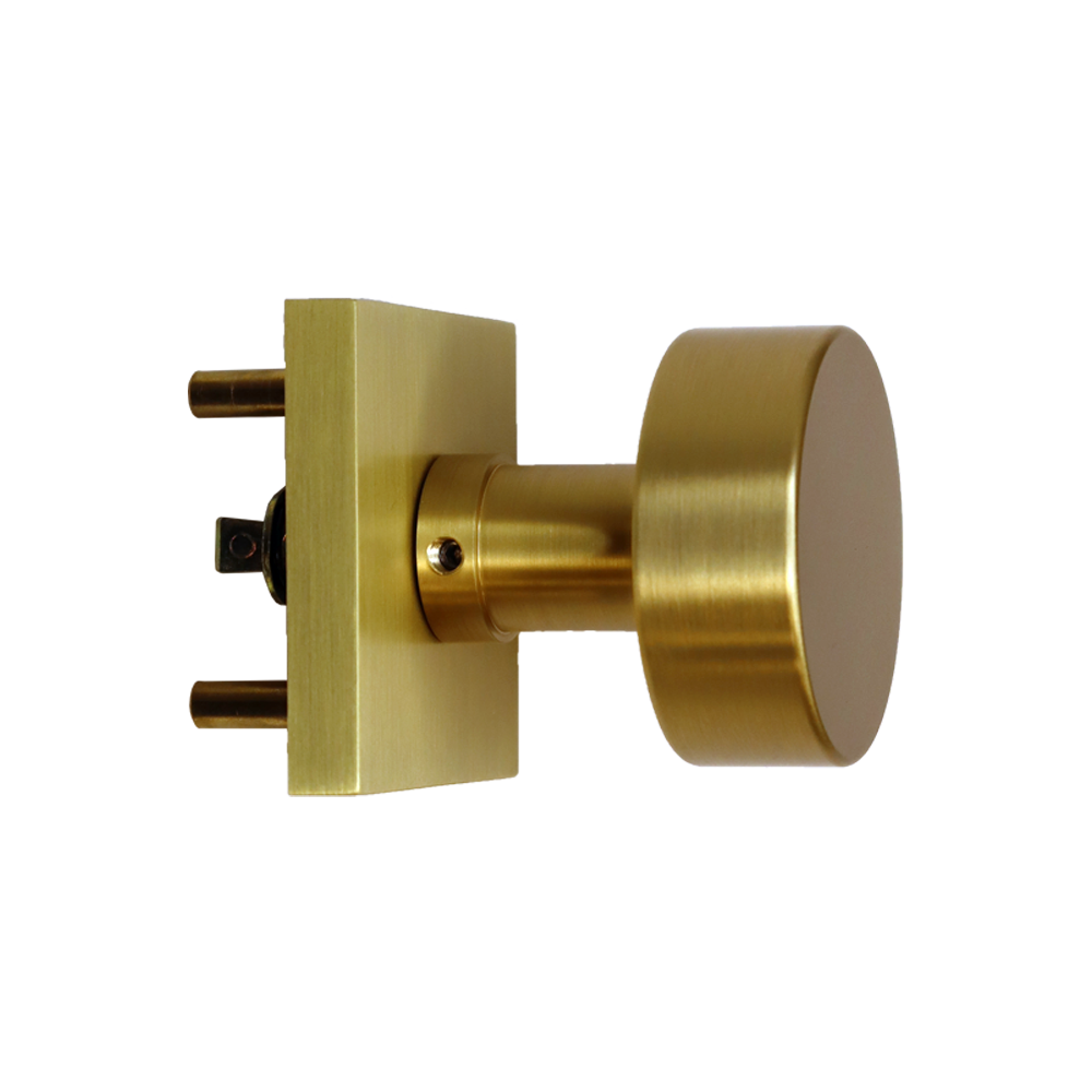 Emtek 5110ROUUS4 Round Knob 2-3/8" Backset Passage with Square Rose for 1-1/4" to 2" Door Satin Brass Finish Main image