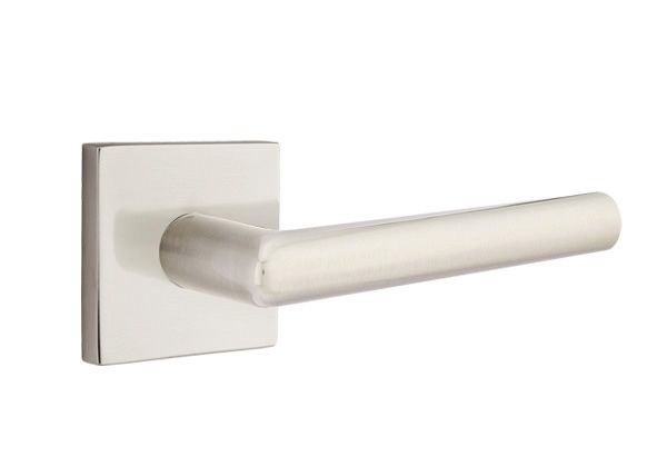 Emtek 5110STUUS15LH Stuttgart Lever Left Hand 2-3/8" Backset Passage with Square Rose for 1-1/4" to 2" Door Satin Nickel Finish Main image