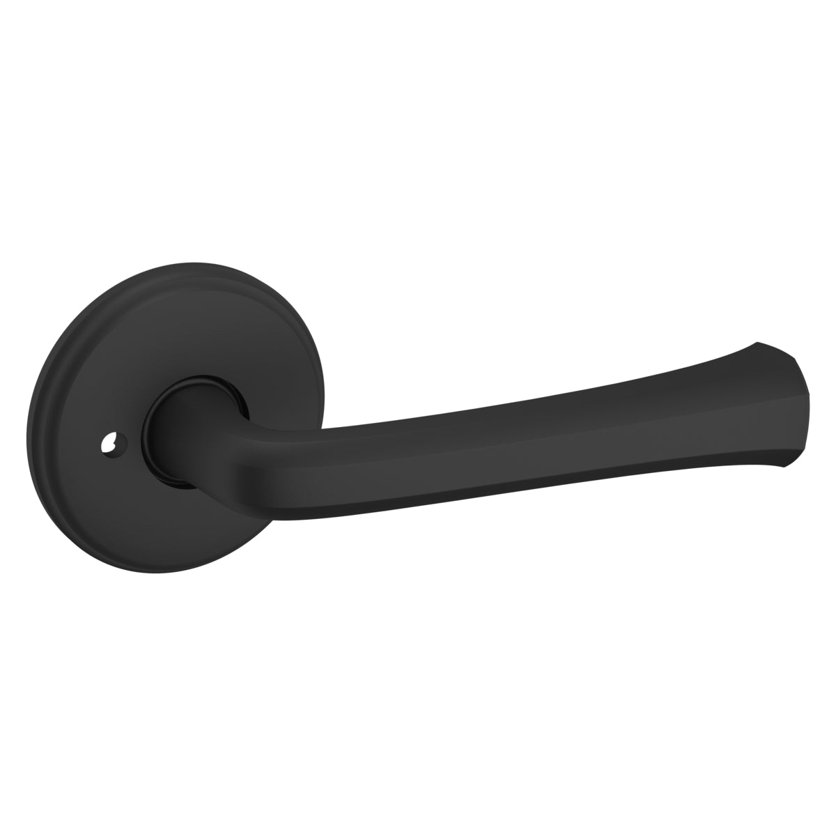 Baldwin 5112190PRIV Preconfigured 5112 Lever with 5127 Rose Privacy Lock with 2-3/8" Backset and Full Lip Strike Satin Black Finish