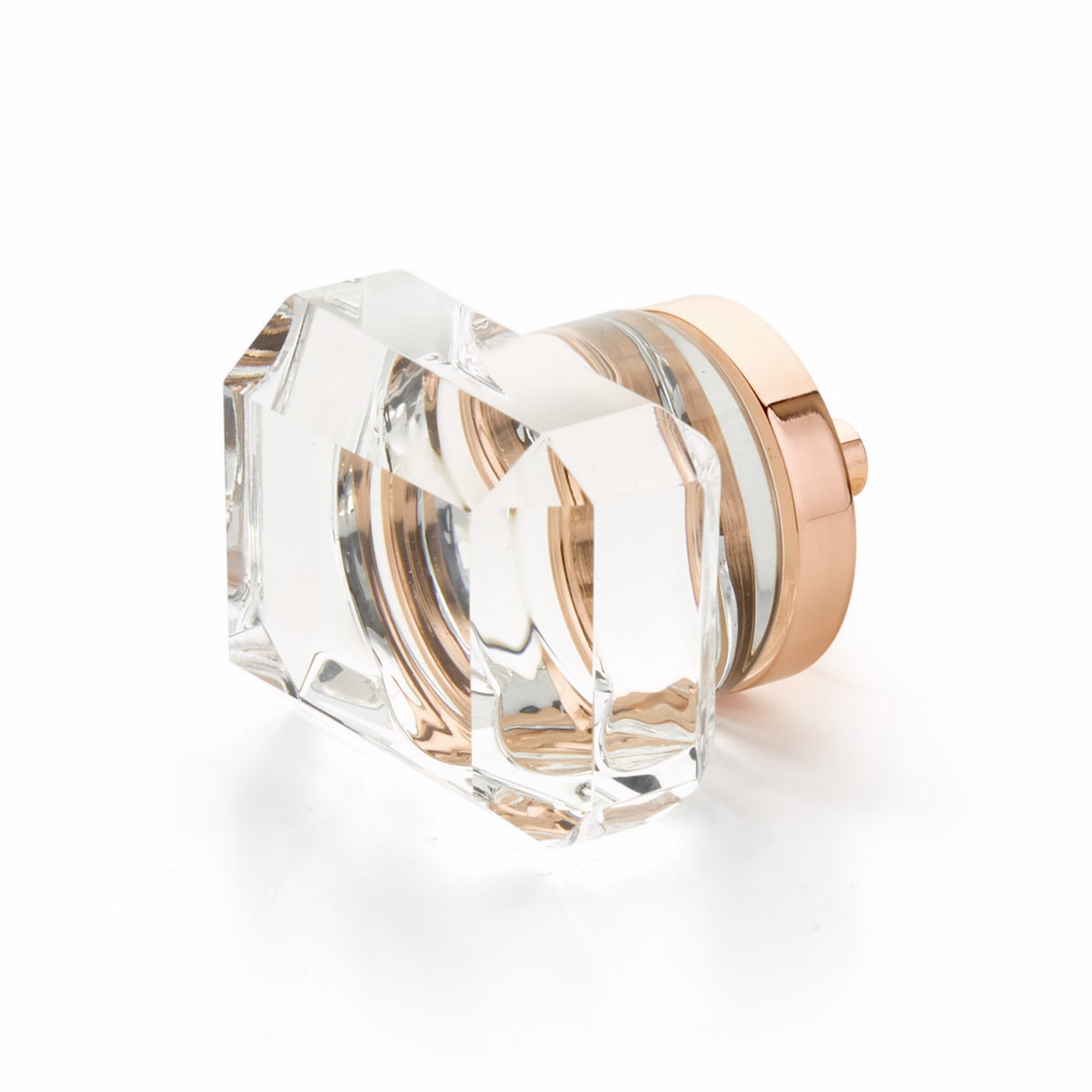 Schaub 52-PRG City Lights Rectangular Glass Knob Polished Rose Gold Finish