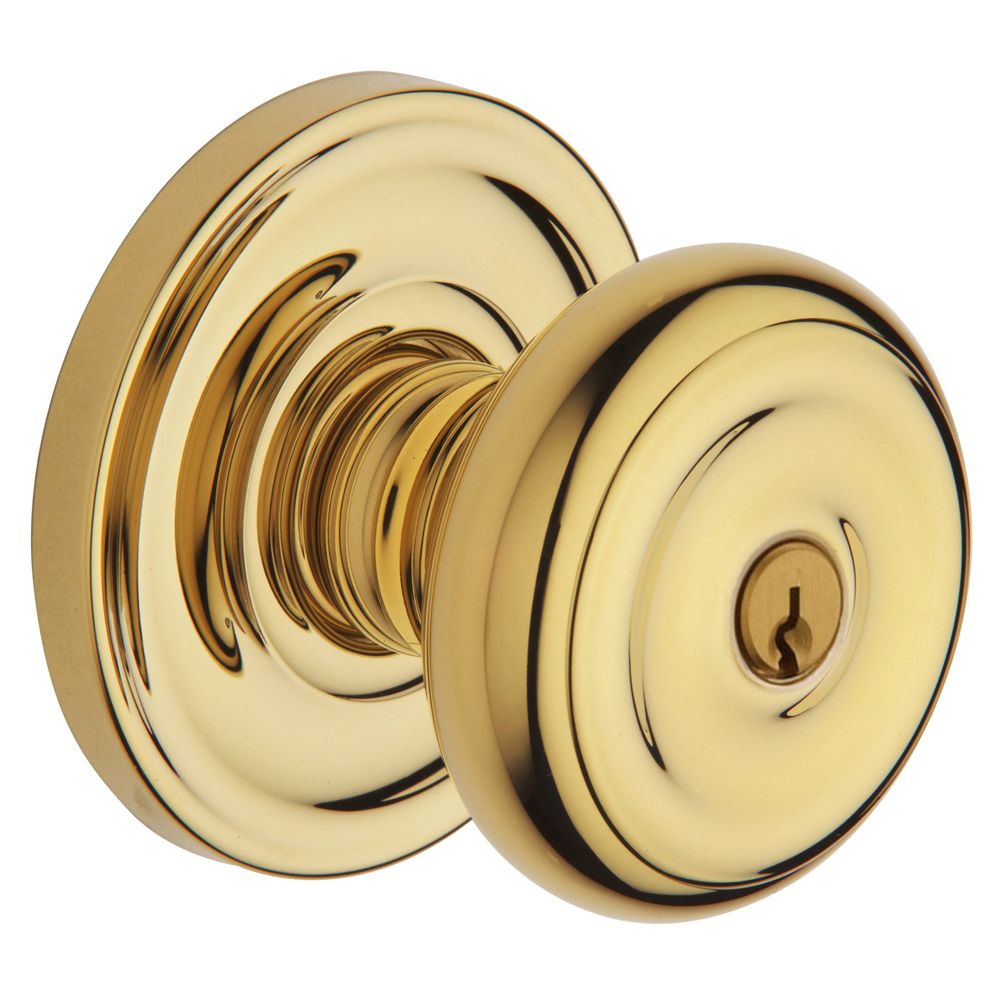 Baldwin 5210031ENTR 5210 Colonial Knob Emergency Egress Keyed Entry Unlacquered Brass Finish
